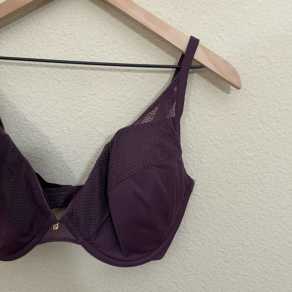 ThirdLove Geo Lace Plunge Memory Foam Mesh Underwire T-Shirt Bra Plum Purple 34G - Picture 5 of 11
